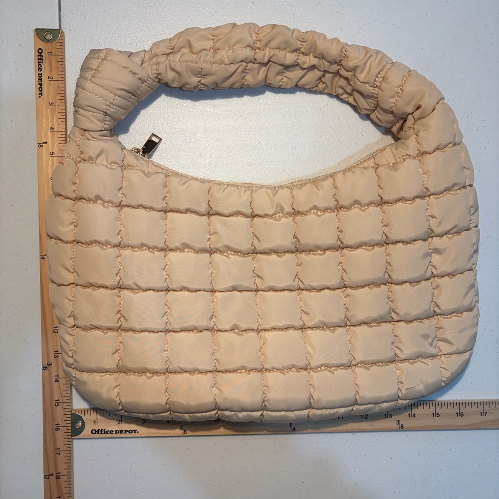 Urban Expressions Quilted Cream Puffer Shoulder Bag